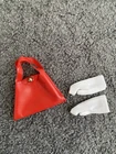 Vintage 1967 Barbie Doll Pair Short White Tricot Gloves Red Purse #1691