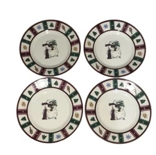 Pfaltzgraff Snow Bear 8.5" Salad Dessert Plates Set Of 4 Christmas Vintage