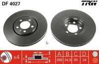 2X Bremsscheibe TRW DF4027 FüR Polo A1 Audi Golf A3 Seat VW Ibiza Skoda Cordoba