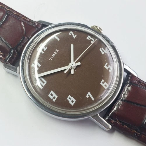 Vintage 1975 Timex Mercury Men’s Manual Wind Watch - Brown Dial