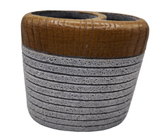 Rustic Wood Tone Gray Stone Texture Resin Toothbrush and Toothpaste Holder 4.5"