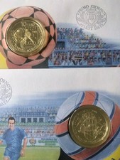 san marino 2006: 5€+10€ arg.fs ,mondiali calcio In buste filat/numist. numerate 