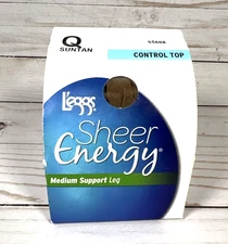 L'eggs Sheer Energy Control Top Q SUNTAN Medium Leg Support Pantyhose 65608