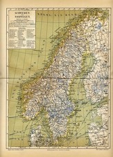 1898 = SVEZIA e NORVEGIA = Antica Mappa = OLD MAP