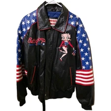 Betty Boop Leather Jacket Vintage 90s American Toons Size XL