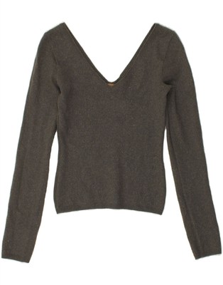 RICHMOND Damen Crop Grafik V-Ausschnitt Pullover Pulli IT 42 Mittelgrau MB01