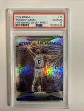 Jayson Tatum 2024-25 Panini Prizm Fireworks Silver Prizm #12 PSA 10 / POP 2