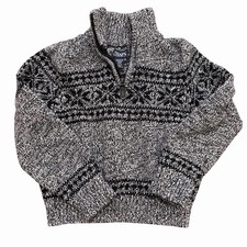 Chaps child’s Quarter Zip Sweater Nordic Design XXS (4-5) Cotton B&W