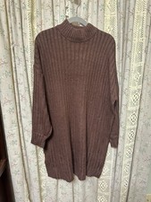 NWT Nasty Gal Ribbed Knit Mini Sweater Dress Chocolate Brown Large
