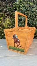 Unique Vintage Wooden Magazine Stand Holder With Jockey Detailing