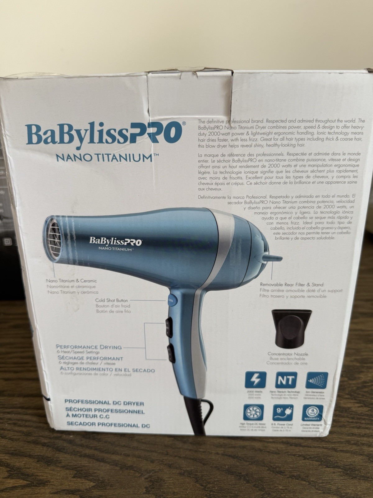 Babylisspro Hair Dryer, Nano Titanium 2000-Watt Blow Dryer, Professional/Ionic