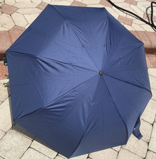 LANDS' END UMBRELLA NAVY BLUE AUTO OPEN CLOSE NWT