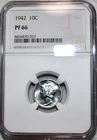 NGC PF-66 1942 Mercury Dime, Deeply Mirrored, Superb Gem Proof!