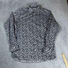 Eton Shirt Men L 16 Contemporary Fit Floral Print Long Sleeve Black White