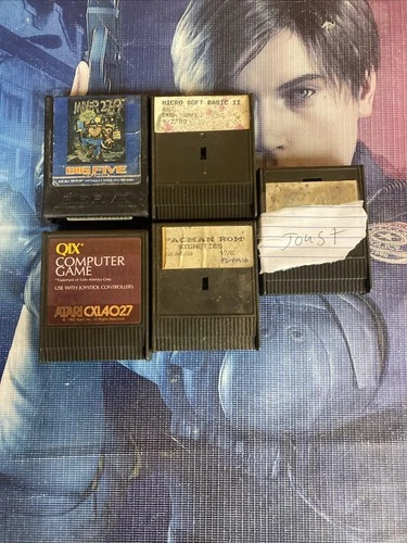 Miner 2049 Joust Qix Basic 2 Pac-Man Atari Cart Only Lot Of 5 Tested And Working