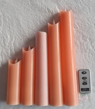 Flambiance 5 XXL LED Slim Line Kerzen Echwachs mit FB + Timer in lachs