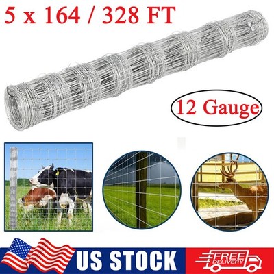 5 x 164 / 328 ft Farm Fence Galvanized Cattle Wire Fence Animals Protect Barrier
