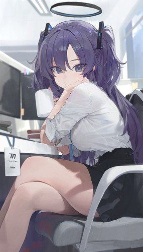 Anime blue archive girls purple hair city eyes sky tokyo Custom Gaming Mat Desk - Picture 1 of 1