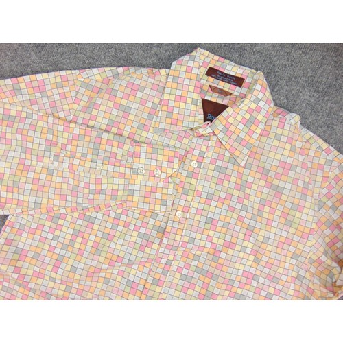 Roar Button Up Shirt Mens Large Poplin Douce Multicolor Grid Geometric Art Mod