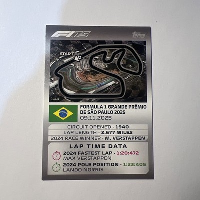 Großer Preis von Brasilien Turbo Attax F1 2025 Rundenzeit Datenkarte # 144. Neu
