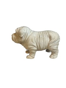 Vintage White Glazed Ceramic English Bulldog Hand-Painted Sculpture Figurine