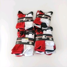 24 Pairs Starter Arch Support Breathable Mesh Men's 6-12 Black White Red Socks