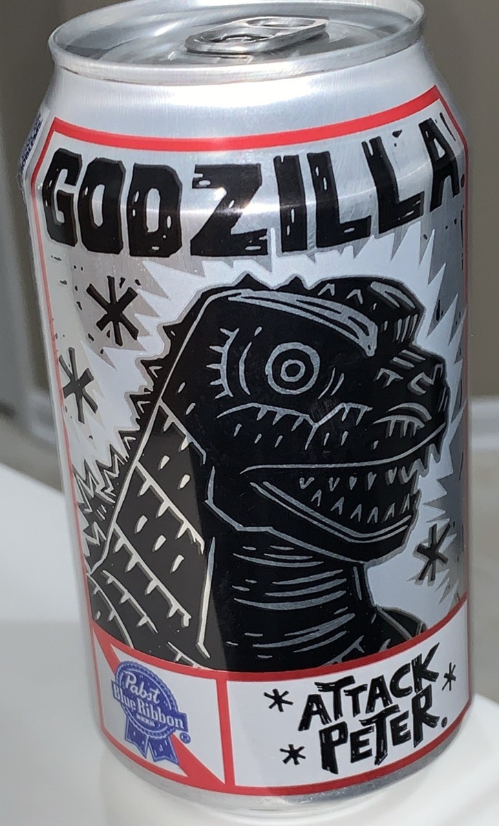 Pabst Blue Ribbon Godzilla Attack Peter Special Edition Beer Can