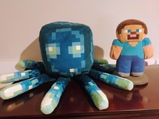 Minecraft Earth Glow Squid 19  Pillow  Mojang STEVE Plush 8" Lot Free Shipping