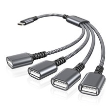 Basesailor USB C to Four Cable Adapter 1FT 0.3M , 1 in 4 out  Gray  