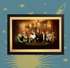 Universal Monsters at the Pub – Framed Classic Horror Wall Art Print 12x8
