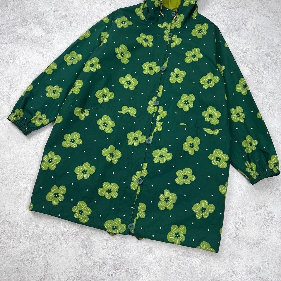 Jaqueta de chuva Gudrun Sjoden com capuz verde estampa floral Scandi Boho tamanho M - Imagem 3 de 4