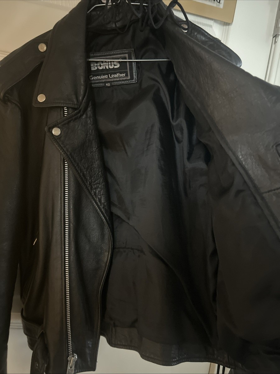 Bonus Genuine Leather Jacket (40) Men's Vintage Y2K | eBay