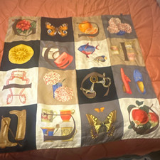 Gucci Silk Satin Multicolor Butterfly Floral Pictorial Square Scarf Italy
