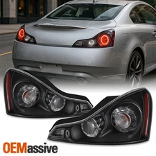 Fits 2008-2015 Infiniti G37/ Q60 Coupe OE Pair Tail Lights - Black Housing