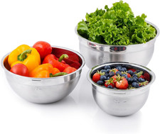 Stainless Steel Mixing Bowl Set of 3 with Lids, Silver BM46333S  Comes with Dif