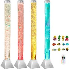 4FT Silver Sensory Bubble Tube Floor Lamp - Simulated Aquarium Relaxing Mood ...