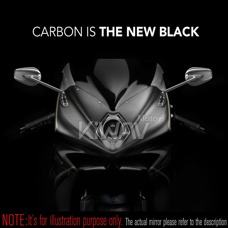 Espejos retrovisores de carenado KiWAV Mamba fibra de carbono real delgados para Kawasaki Ninja ZX ZZR Foto 4 de 4