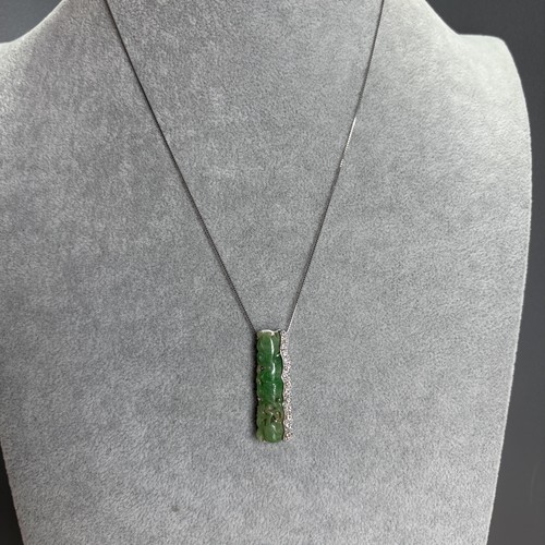 Jade Carving & Diamond Platinum Necklace - Picture 6 of 11