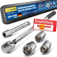 "S&R DrehmomentschlüSsel 1/2\" 28-210 Nm 460 Mm, 1/2\" VerläNgerung, 3 StecknüSsen "