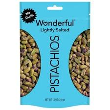 Wonderful Pistachios No Shells, Lightly Salted Nuts, 12 Ounce Resealable Bag, Pr