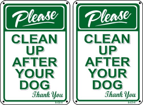 (2 Pack) PLEASE PICK UP AFTER YOUR DOG - No Dog Poop Sign - Picture 1 of 2