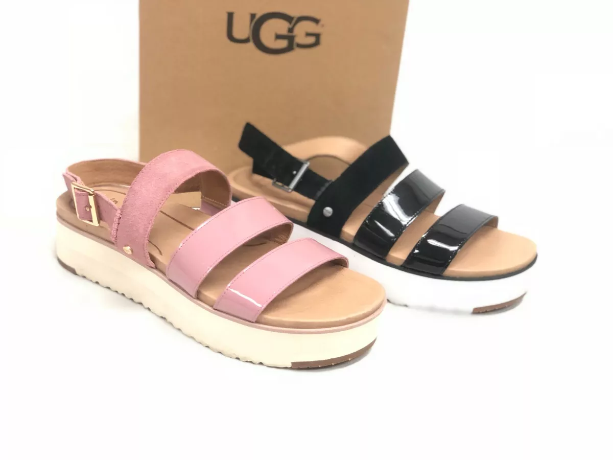 UGG Australia Women s Braelynn Sandals 1099808 Leather Patent Suede Black Powder