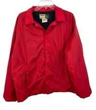 Vintage WearGuard Red Snap Lined Men's Large Button Up Windbreaker Retro Jacket