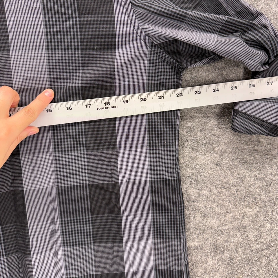 Рубашка мужская Alfani M средняя серая клетчатая на пуговицах рукав 3/4 с воротником обычный покрой - Изображение 4 из 4