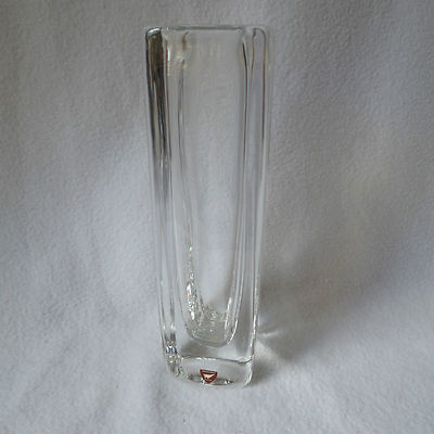 Orrefors Sweden Glasvase Blockvase Glas Vase klar signiert nummeriert 23,5cm 