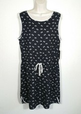 Vince Camuto Size 14 Tank Dress Tie Waist Black White Geometric Oasis Pocket NEW