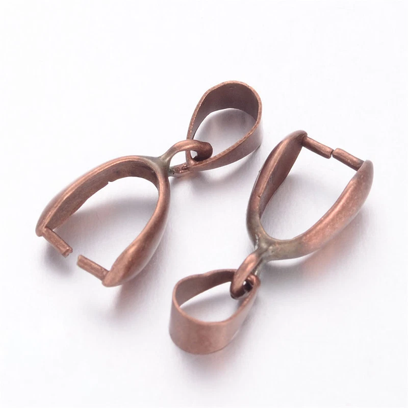 20 un. Rojo Cobre Latón Pellizcar Fianzas Pico de Hielo Suave Colgante Dije Soportes 20x7mm Foto 2 de 2