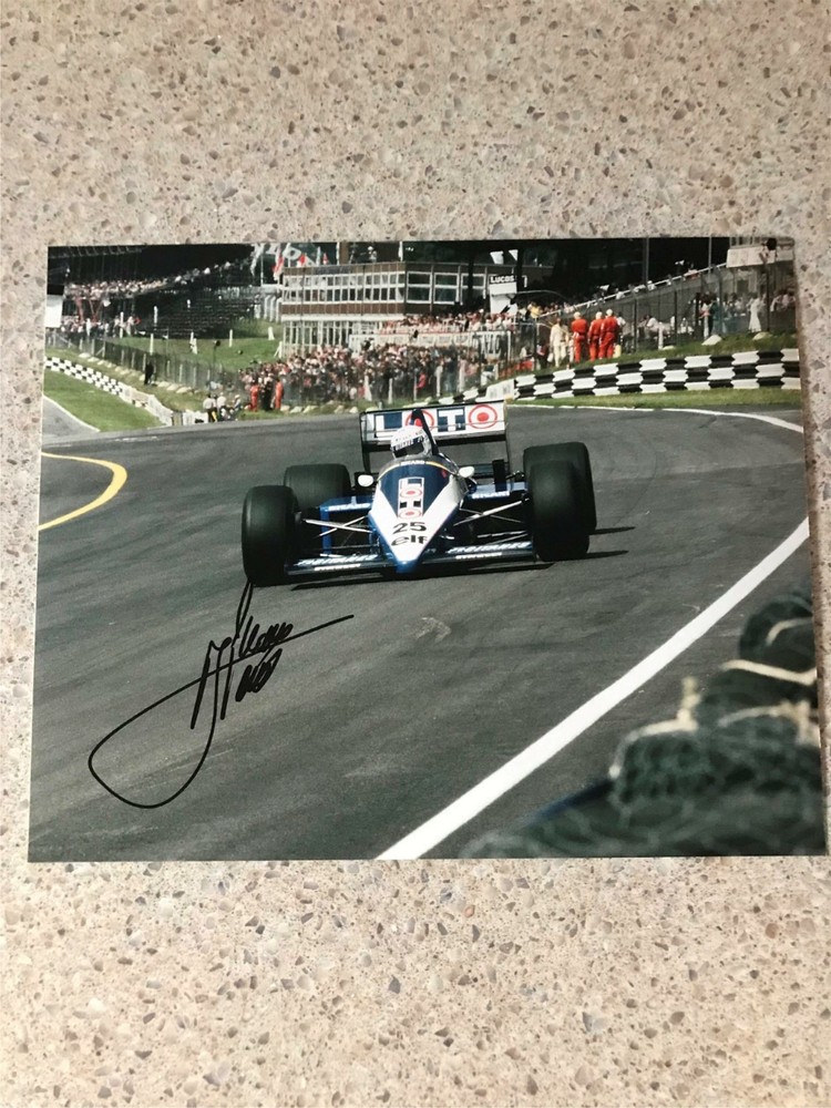Signed Rene Arnoux F1 Ligier Ferrari Renault Le Mans driver color photo