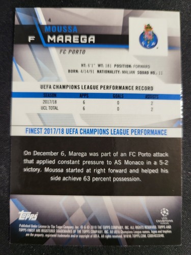 2018-19 Topps Finest UEFA Champions League #3 Moussa Marega Porto - Picture 2 of 2