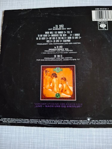 Die Ärzte – Zu Spät (Hit Summer Mix '88) 7" single ger 1988 VG+/VG - Bild 5 von 12